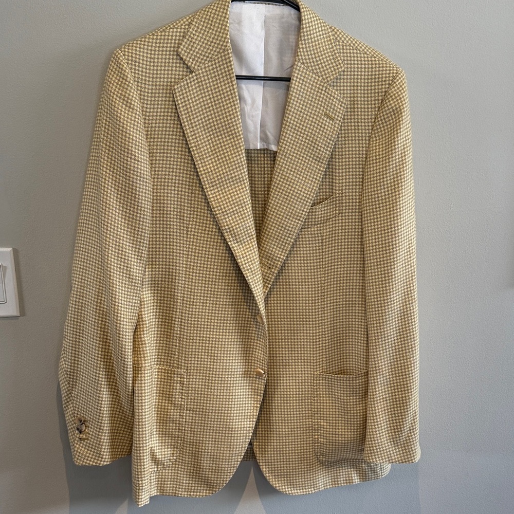 Cesare Attolini Napoli Classic Beige Checkered Men's Blazer size L